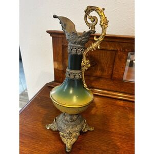 Antique Art Nouveau/Victorrian Enameled Metal Ewer Pitcher